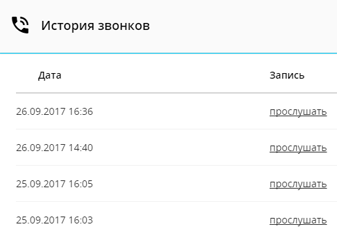История звонков